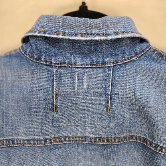 Free People Distressed Denim Blue Jean Jacket - Picture 4 of 10